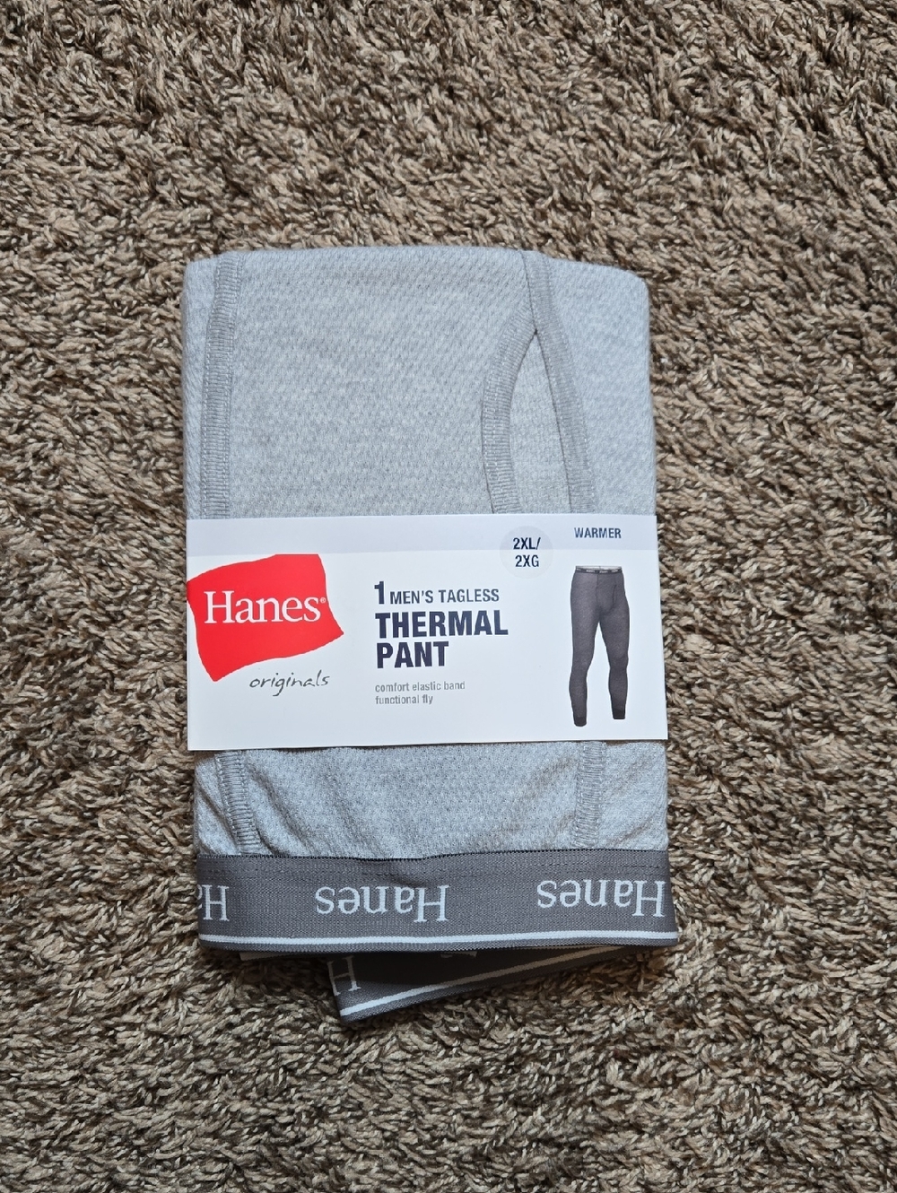 Hanes Originals Men's Tagless 2XL Plus Size Warmer Thermal Pants Elastic Band